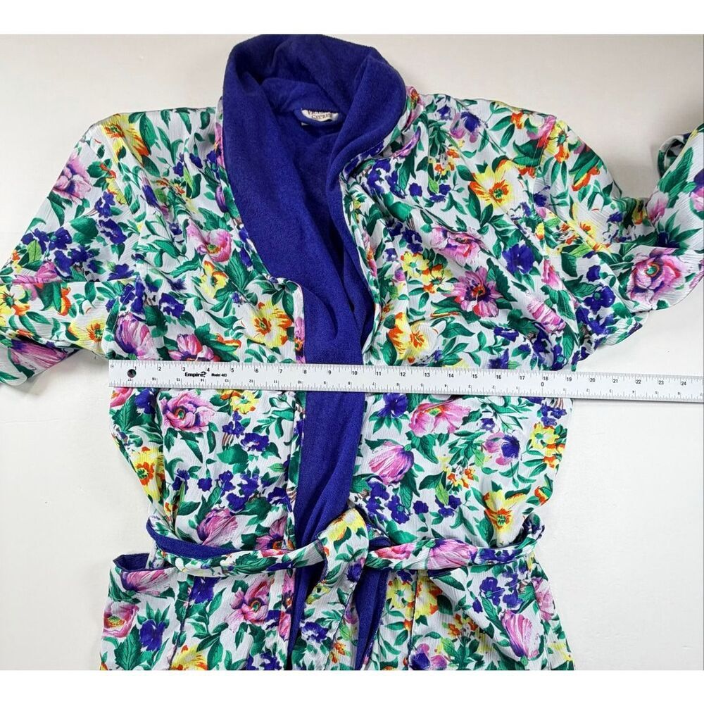 NWT Vintage Gold Label Victoria’s Secret Floral Bathrobe Lined Belted w Pockets - Picture 8 of 8